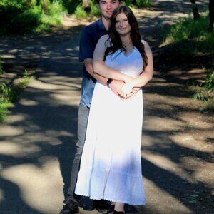 Long White Flowy, Lacy Dress